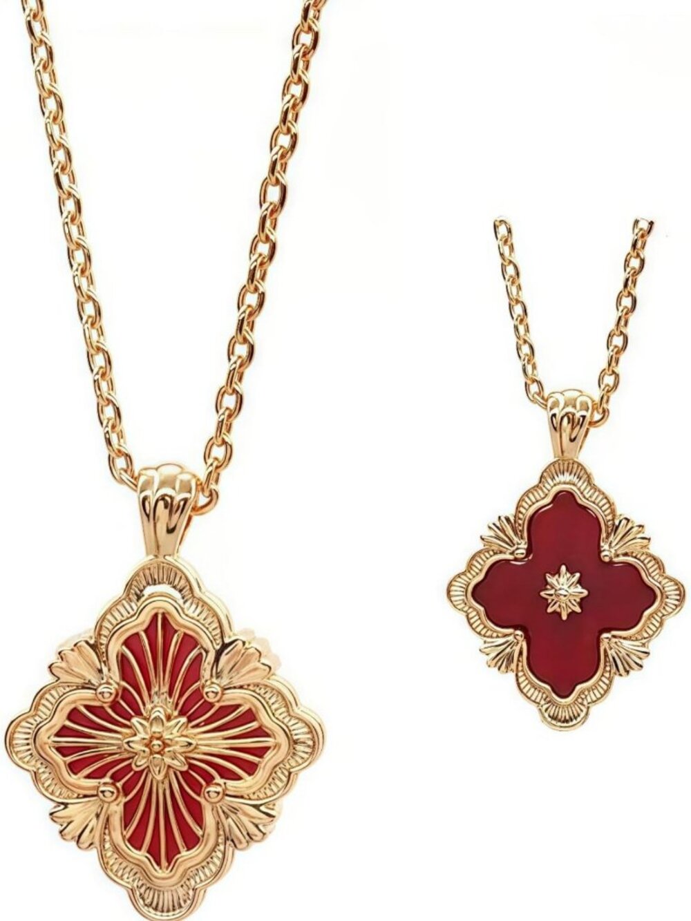 Elegant Gold Clover Necklace for Women, 18K Gold-Plated with Natural Stone